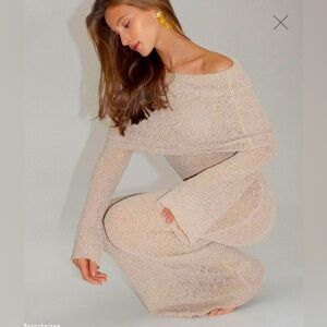 Marisol
Off Shoulder Boucle Maxi Dress - Wheat